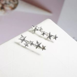 Star Silver Ear Climbers Earrings New